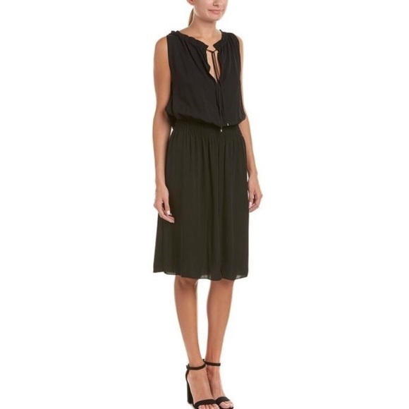 Nwt $455 Theory Silk Georgette Dress Size 2 Black